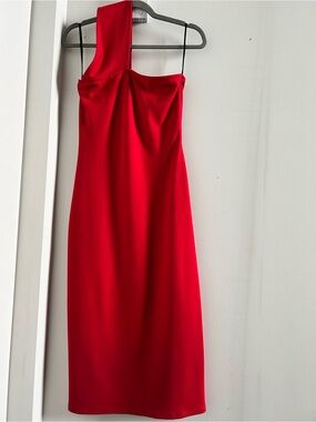 MARCELLA NY splendid Red One-Shoulder Sheath Dress. Lux material.